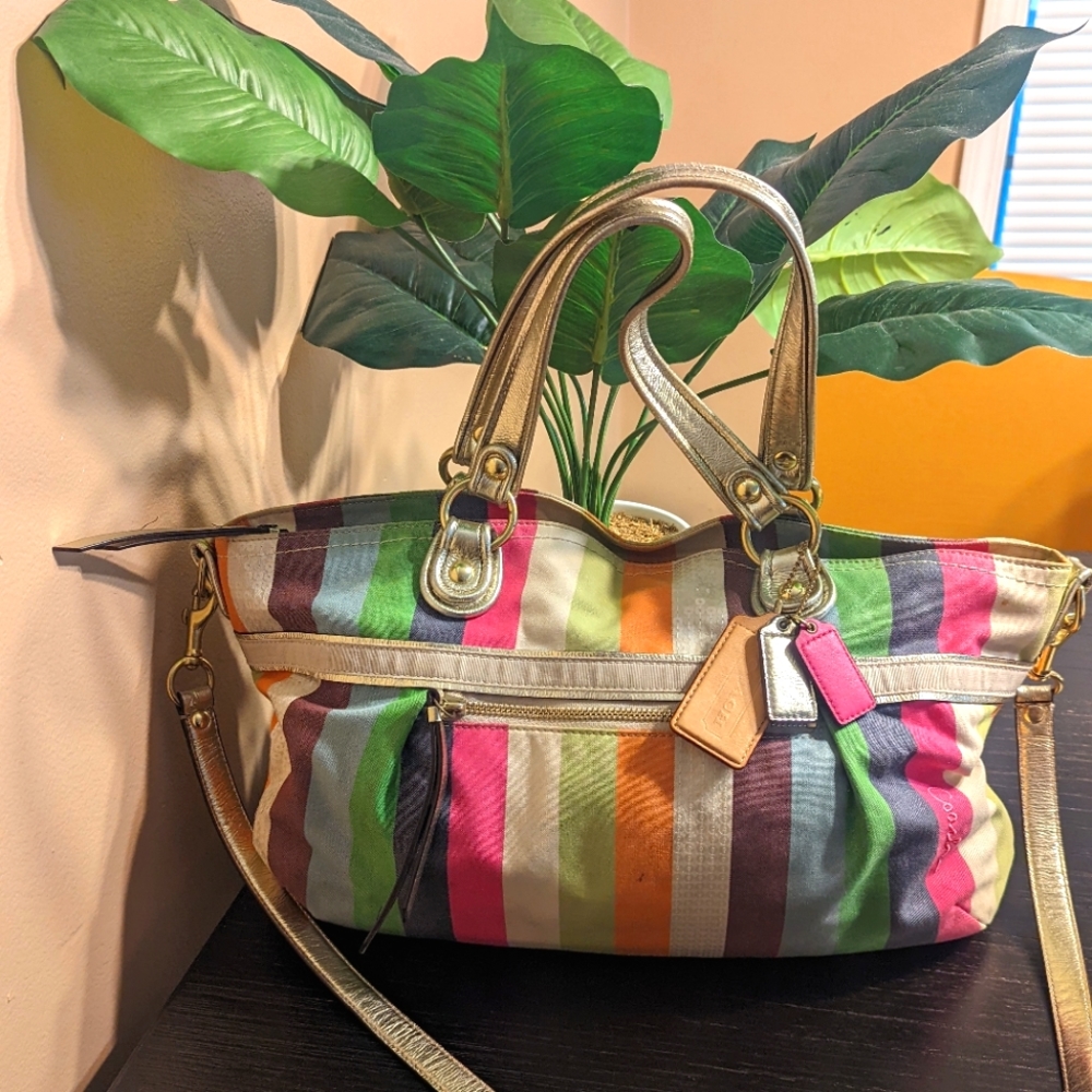 Legacy Striped Pink , Green , Blue Sequined Rocker Purses Crossbody & shoulder